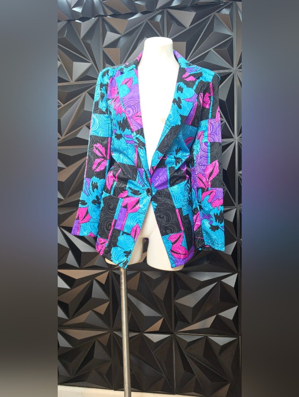 Teal & Magenta Floral Patchwork Blazer